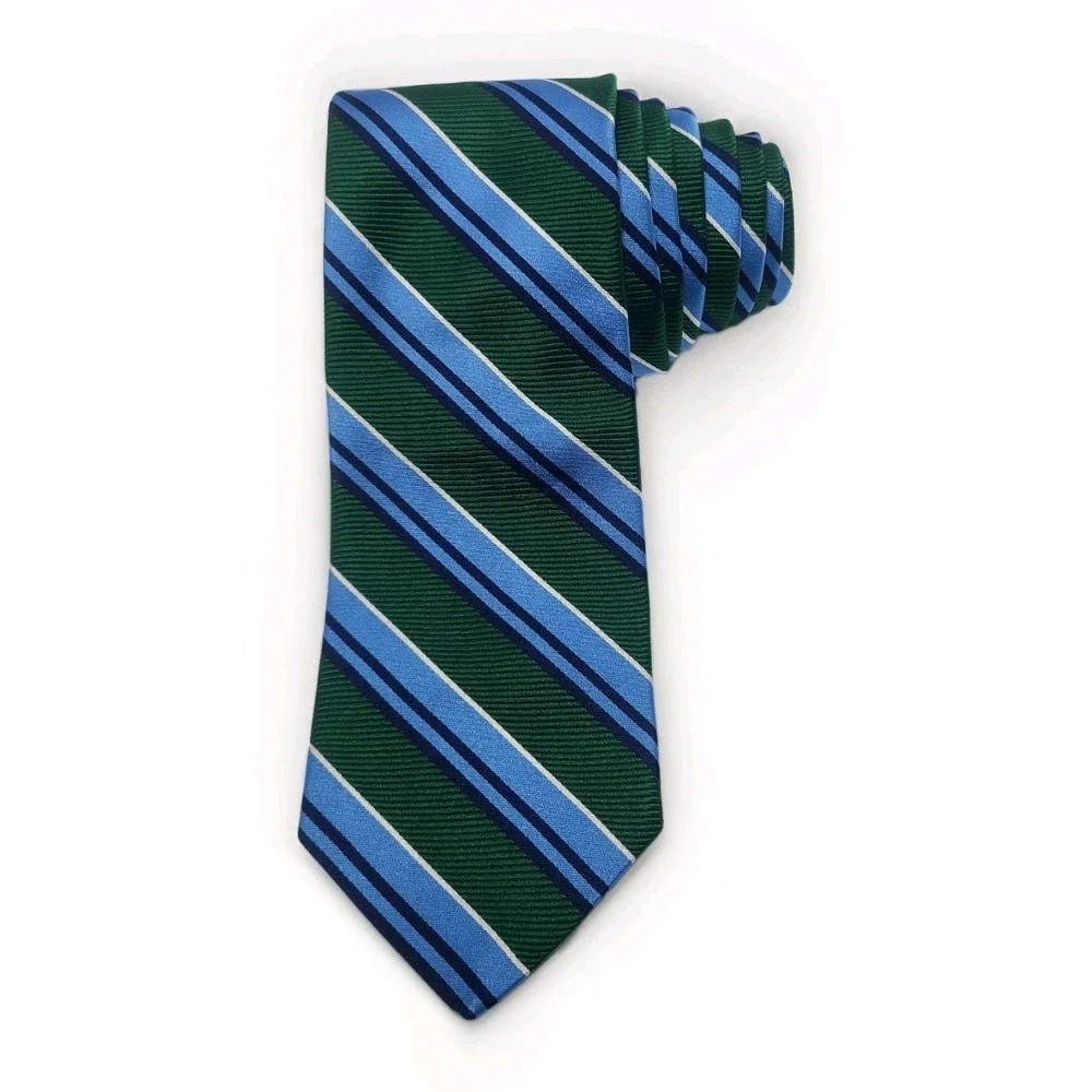 Brooks Brothers Makers and Merchants Rep Tie Blue Green Striped Silk Workwear‎
